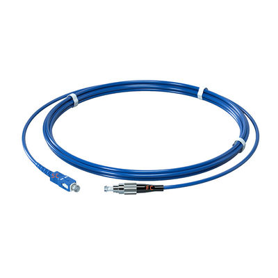 satın al FC UPC Connector Blue Single Mode Simplex FTTH Drop Cable Communication Armored Fiber Optic Patch Cord çevrimiçi üretim