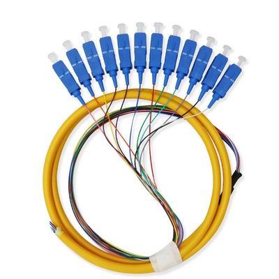 satın al 12 Core Single Mode SC Fiber Pigtail Cable for Networks Communication System Flexible çevrimiçi üretim