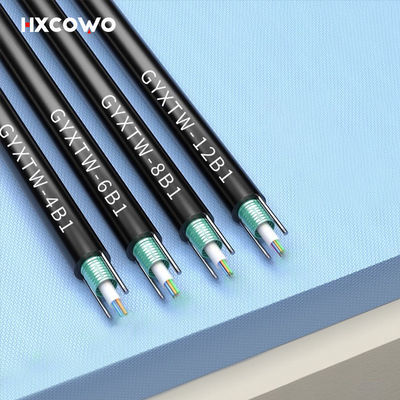 satın al 12 Cores G657A G652D GYXTW Aerial Outdoor Steel Wire FTTH Armoured Fiber Optical Cable çevrimiçi üretim
