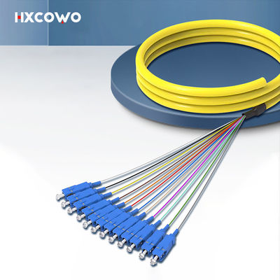 satın al HXCOWO SC Fanout SM 12 Core Fiber Optic Bundle Pigtail PVC LSZH Dalga boyu 850nm/1310nm/1550nm Çevrimiçi üretim
