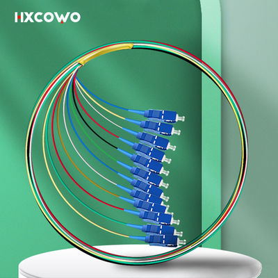 satın al FTTX HXCOWO 12 Renkli Fiber Optik Pigtail SC UPC Tek Modlu G657A 0.9mm G652D Çevrimiçi üretim