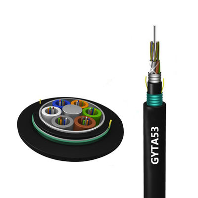 satın al HXCOWO 24 48 Core G652D GYTA53 Outdoor Armored Fiber Optic Cable SM Steel Tape çevrimiçi üretim