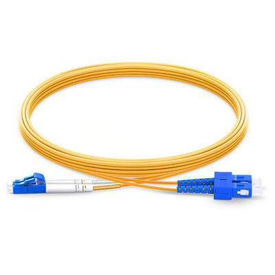 satın al 3m LC UPC To SC UPC Duplex 2.0mm Yellow Fiber Optic Patch Cord Single Mode For FTTX çevrimiçi üretim